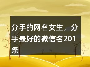分手的网名女生，分手最好的微信名201条