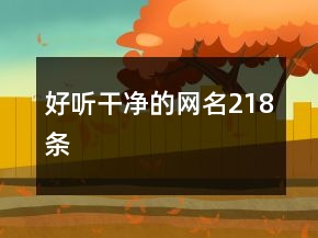 好听干净的网名218条