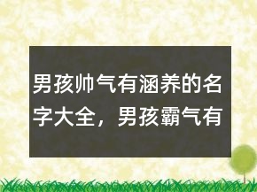 男孩帅气有涵养的名字大全，男孩霸气有涵养的名字202条