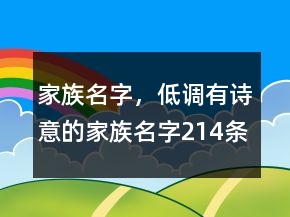 家族名字，低调有诗意的家族名字214条