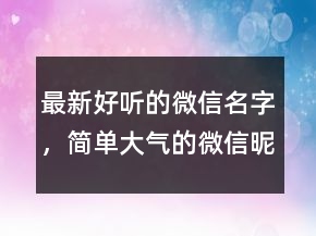 最新好听的微信名字，简单大气的微信昵称224条