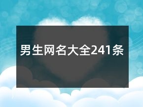 男生网名大全241条