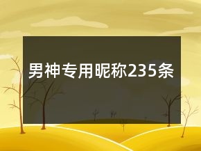男神专用昵称235条