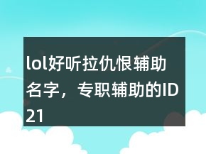 lol好听拉仇恨辅助名字，专职辅助的ID218条