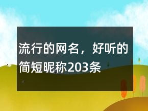 流行的网名，好听的简短昵称203条