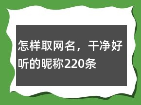 怎样取网名，干净好听的昵称220条