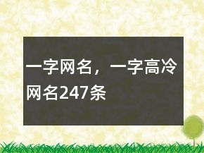 一字网名，一字高冷网名247条