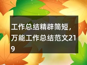工作总结精辟简短，万能工作总结范文219条