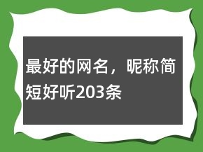 最好的网名，昵称简短好听203条