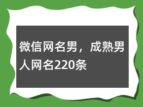 微信网名男，成熟男人网名220条