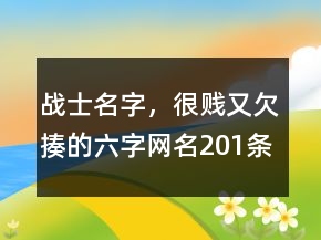 战士名字，很贱又欠揍的六字网名201条