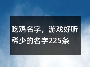 吃鸡名字，游戏好听稀少的名字225条