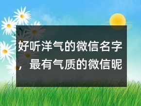 好听洋气的微信名字，最有气质的微信昵称250条