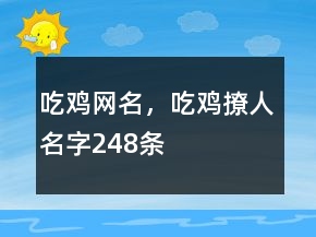 吃鸡网名，吃鸡撩人名字248条