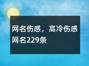 网名伤感，高冷伤感网名229条