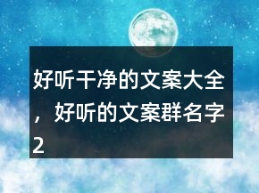 好听干净的文案大全，好听的文案群名字226条