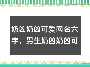 奶凶奶凶可爱网名六字，男生奶凶奶凶可爱网名208条