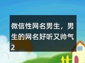微信性网名男生，男生的网名好听又帅气244条
