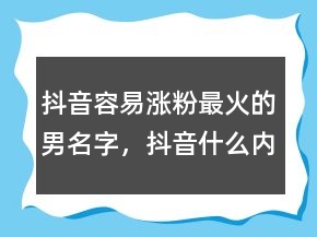 抖音容易涨粉最火的男名字，抖音什么内容容易涨粉206条