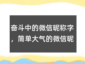 奋斗中的微信昵称字，简单大气的微信昵称203条