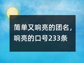 简单又响亮的团名，响亮的口号233条