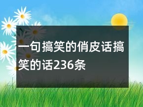 一句搞笑的俏皮话搞笑的话236条