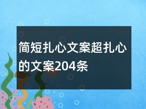 简短扎心文案超扎心的文案204条