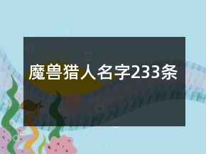 魔兽猎人名字233条