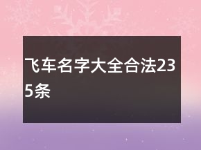飞车名字大全合法235条