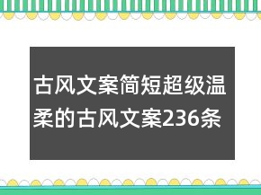 古风文案简短超级温柔的古风文案236条