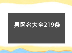 男网名大全219条