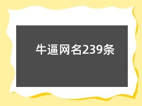 牛逼网名239条