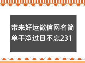 带来好运微信网名简单干净过目不忘231条