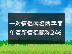 一对情侣网名两字简单清新情侣昵称246条