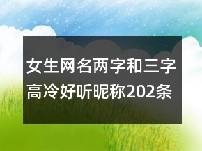 女生网名两字和三字高冷好听昵称202条