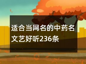 适合当网名的中药名文艺好听236条