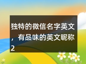 独特的微信名字英文，有品味的英文昵称227条