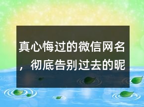 真心悔过的微信网名，彻底告别过去的昵称217条