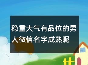 稳重大气有品位的男人微信名字成熟昵称240条