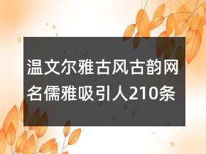 温文尔雅古风古韵网名儒雅吸引人210条