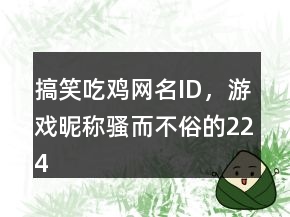 搞笑吃鸡网名ID，游戏昵称骚而不俗的224条