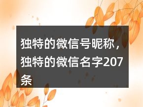 独特的微信号昵称，独特的微信名字207条