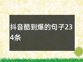 抖音酷到爆的句子234条