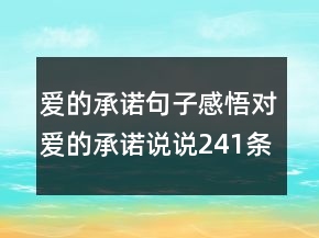 爱的承诺句子感悟对爱的承诺说说241条
