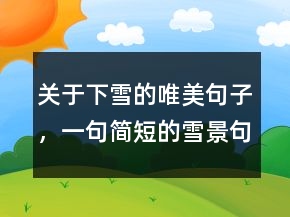 关于下雪的唯美句子，一句简短的雪景句子226条