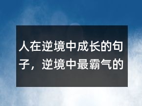 人在逆境中成长的句子，逆境中最霸气的句子210条