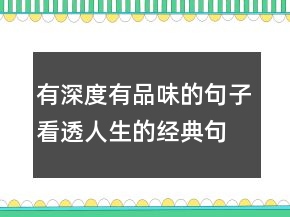 有深度有品味的句子看透人生的经典句子222条