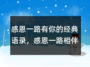 感恩一路有你的经典语录，感恩一路相伴唯美句子244条