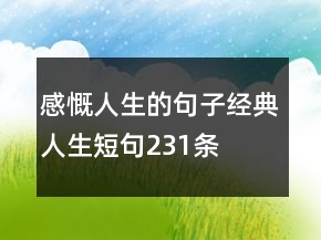 感慨人生的句子经典人生短句231条