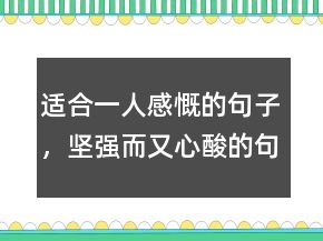 适合一人感慨的句子，坚强而又心酸的句子235条